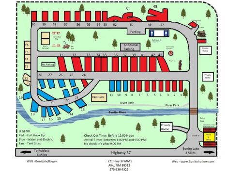 Camp Map | Bonito Hollow RV Park & Campground | Ruidoso, New Mexico